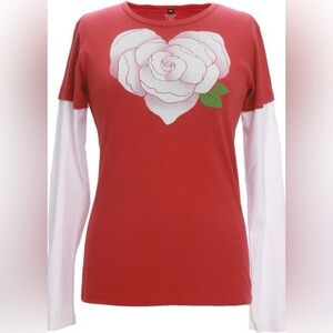 Green3 Women's Floral Heart Long Sleeve Tee Size XL